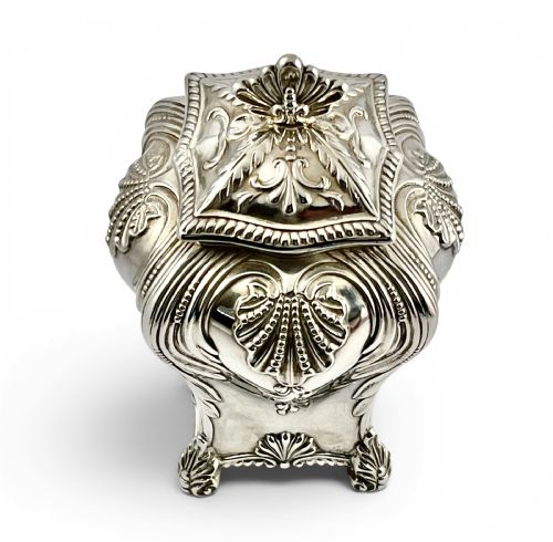ANTIQUE VICTORIAN SILVER TEA CADDY BY THOMAS BRADBURY LONDON 1898 - ADDITIONAL PHOTO 6