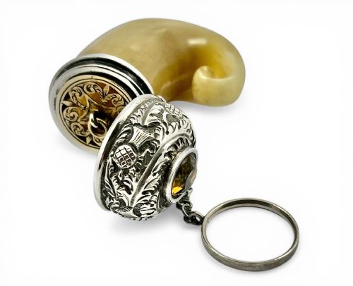 Antique Victorian Scottish horn and citrine vinaigrette, Scottish c.1860