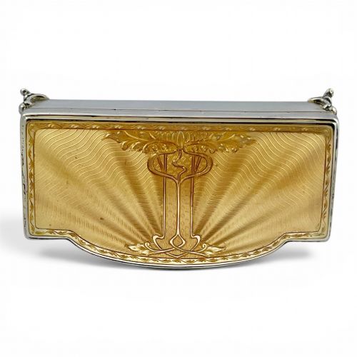 ART DECO ANTIQUE SILVER AND ENAMEL JEWELLERY BOX BIRMINGHAM 1930 - ADDITIONAL PHOTO 5