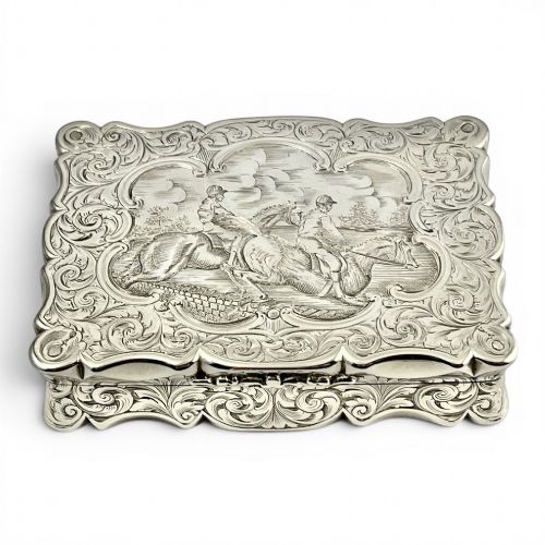 EARLY VICTORIAN ANTIQUE SILVER TABLE SNUFF BOX EDWARD SMITH 1854
