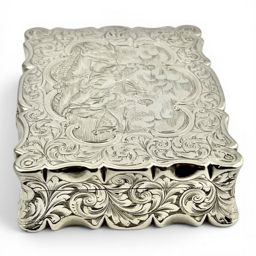 EARLY VICTORIAN ANTIQUE SILVER TABLE SNUFF BOX EDWARD SMITH 1854 - ADDITIONAL PHOTO 3
