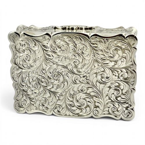 EARLY VICTORIAN ANTIQUE SILVER TABLE SNUFF BOX EDWARD SMITH 1854 - ADDITIONAL PHOTO 4