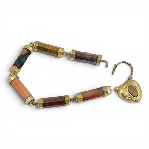 VICTORIAN SCOTTISH ANTIQUE AGATE AND 9CT GOLD BRACELET C 1880 - ADDITIONAL PHOTO 5