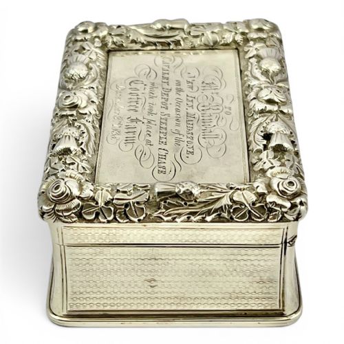 LARGE ANTIQUE VICTORIAN MILITARY SILVER SNUFF BOX LONDON 1838 - ADDITIONAL PHOTO 1