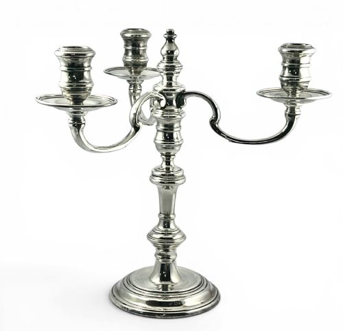 LARGE THREE BRANCH ANTIQUE SILVER CANDELABRA LONDON 1965 - ADDITIONAL PHOTO 1