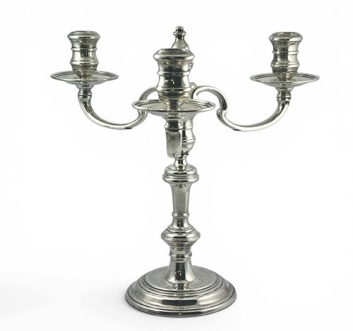 LARGE THREE BRANCH ANTIQUE SILVER CANDELABRA LONDON 1965 - ADDITIONAL PHOTO 2