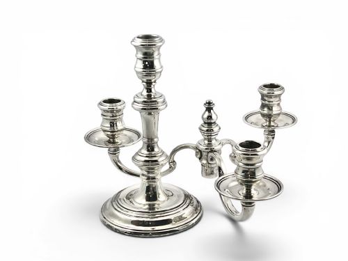 LARGE THREE BRANCH ANTIQUE SILVER CANDELABRA LONDON 1965 - ADDITIONAL PHOTO 3