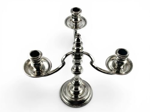 LARGE THREE BRANCH ANTIQUE SILVER CANDELABRA LONDON 1965 - ADDITIONAL PHOTO 4