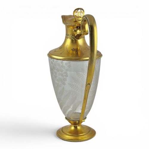 VICTORIAN ANTIQUE SILVER GILT AND GLASS CLARET JUG SHEFFIELD 1869 - ADDITIONAL PHOTO 1