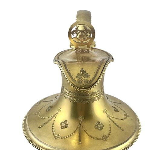 VICTORIAN ANTIQUE SILVER GILT AND GLASS CLARET JUG SHEFFIELD 1869 - ADDITIONAL PHOTO 3