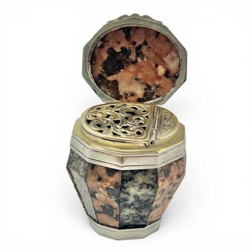 Victorian Antique Scottish Silver and Granite Barrel Vinaigrette, C.1860