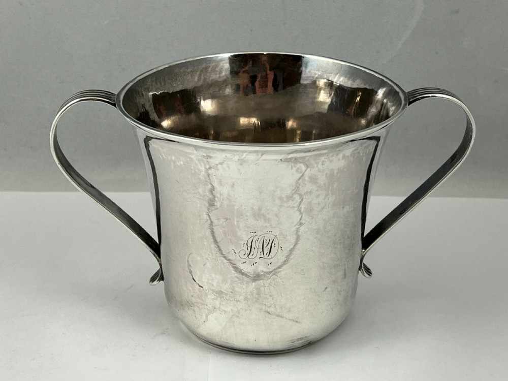 George II provincial silver porringer, Newcastle 1757, John Langlands