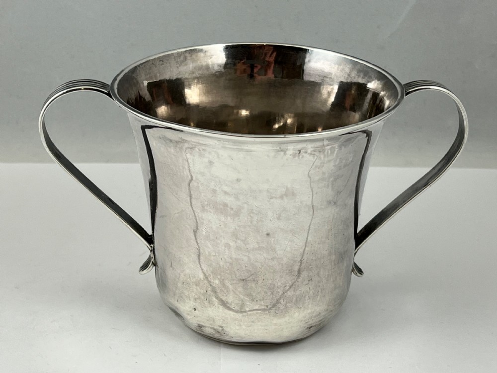 George II provincial silver porringer, Newcastle 1757, John Langlands View IV