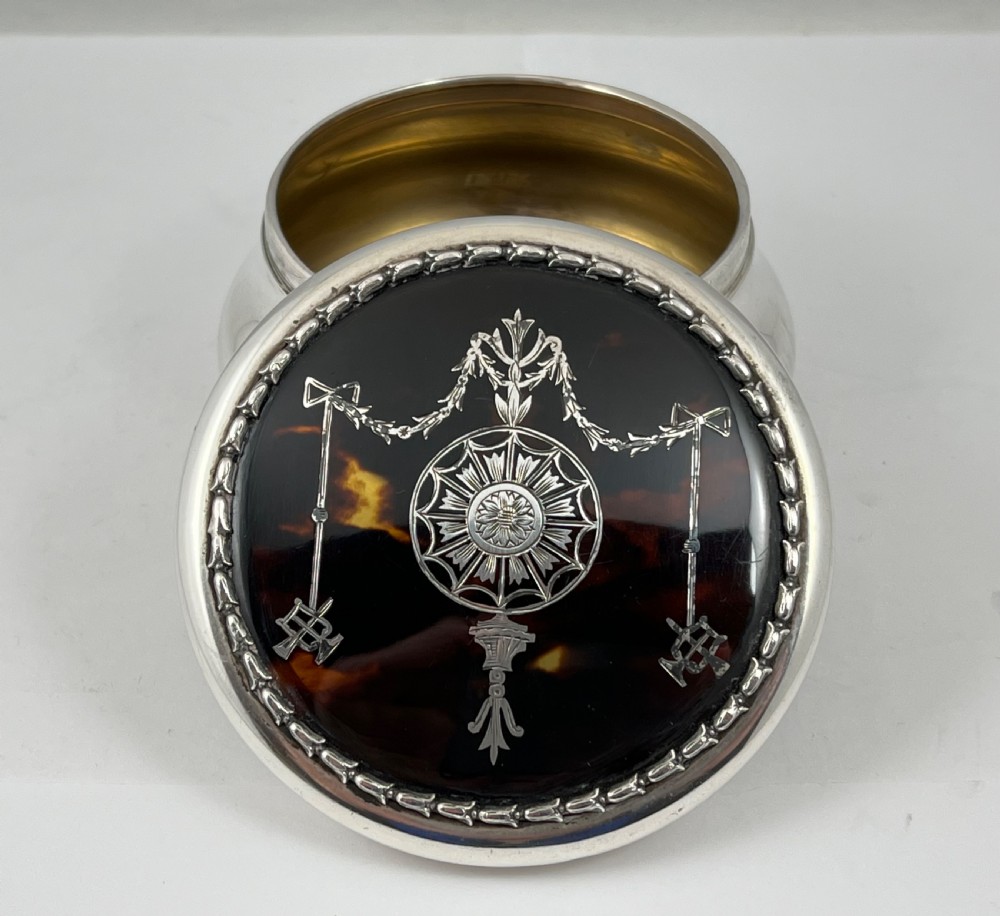 Edwardian tortoise and silver jewellery box, William Comyns London 1906 View IV