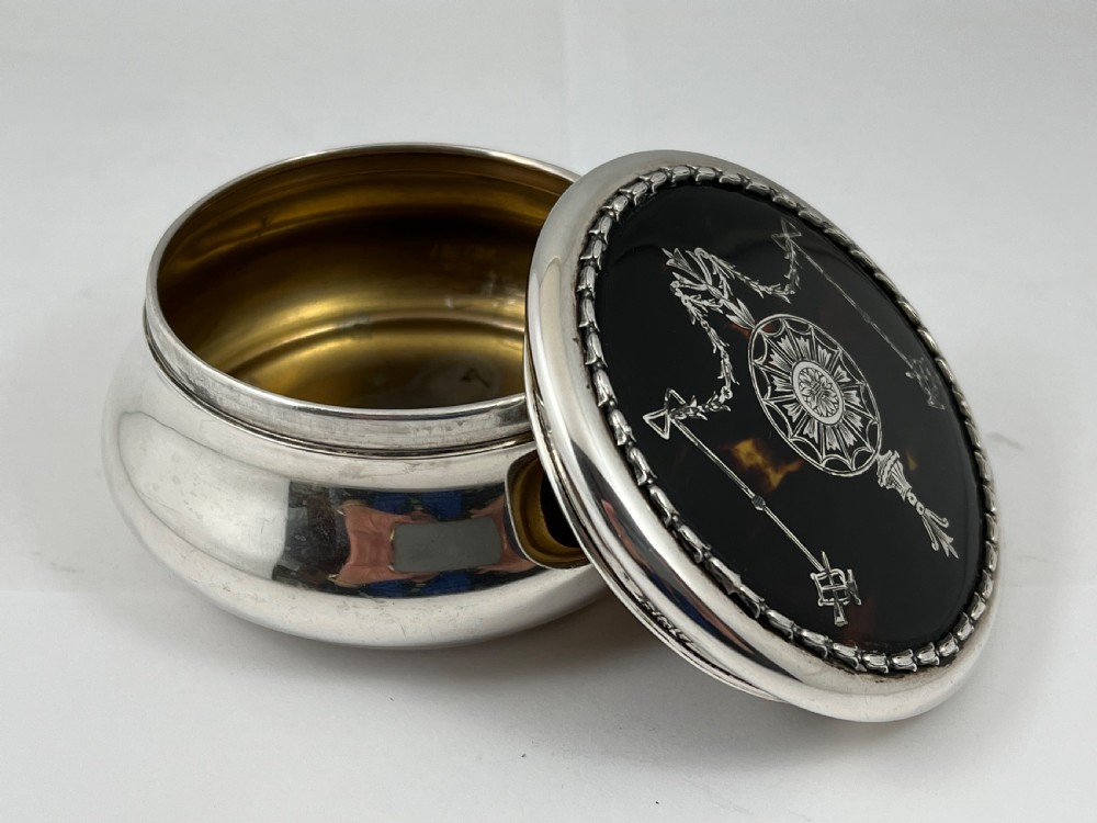 Edwardian tortoise and silver jewellery box, William Comyns London 1906 View V