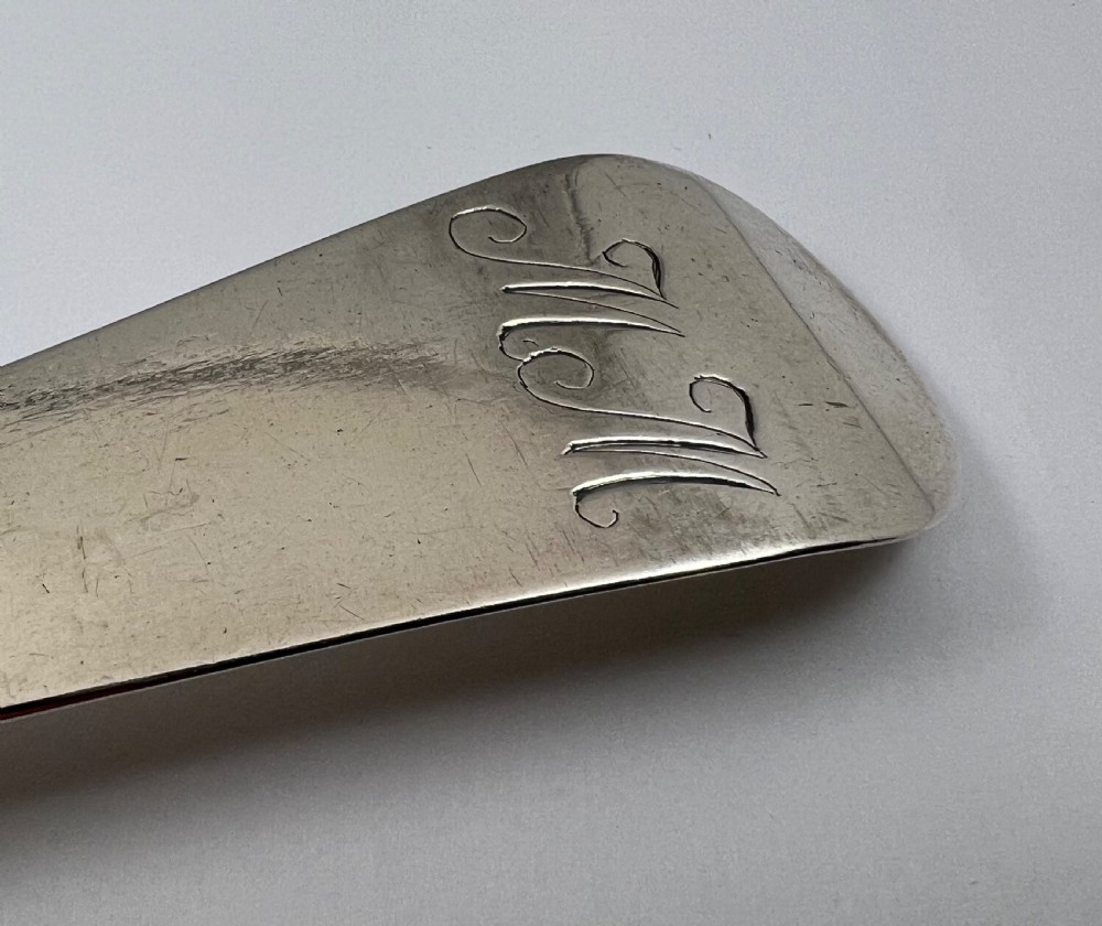 George II Scottish silver hash spoon, Edinburgh 1729 by David Mitchell. View III
