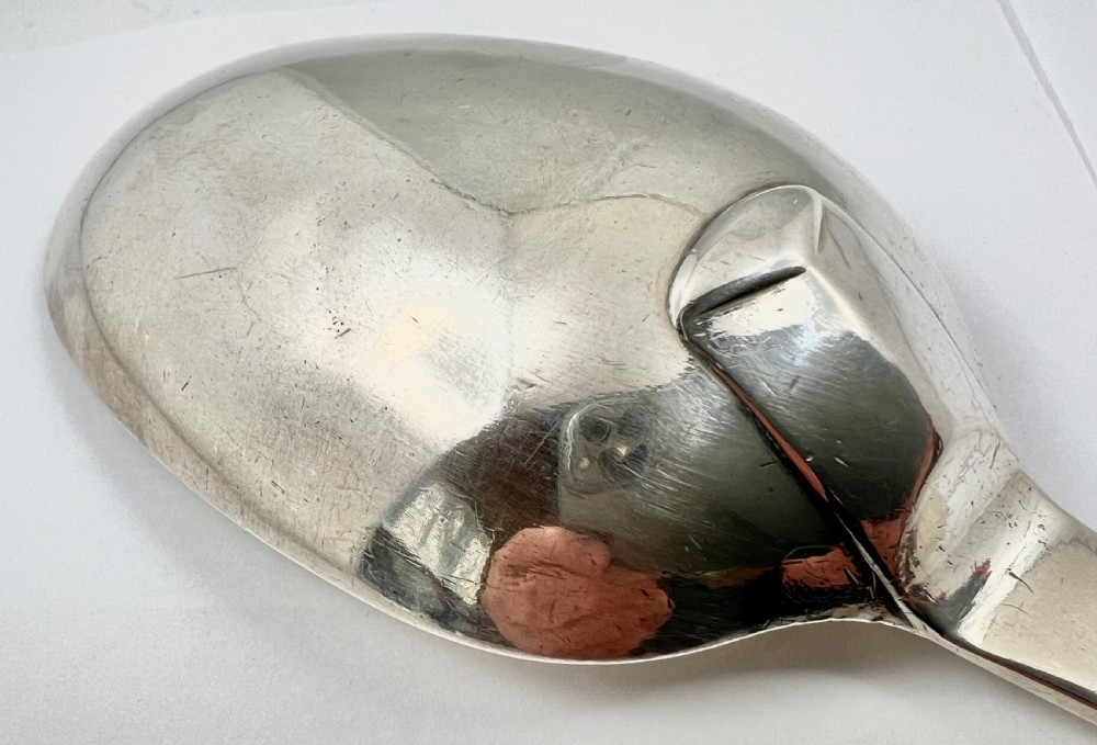 George II Scottish silver hash spoon, Edinburgh 1729 by David Mitchell. View IV