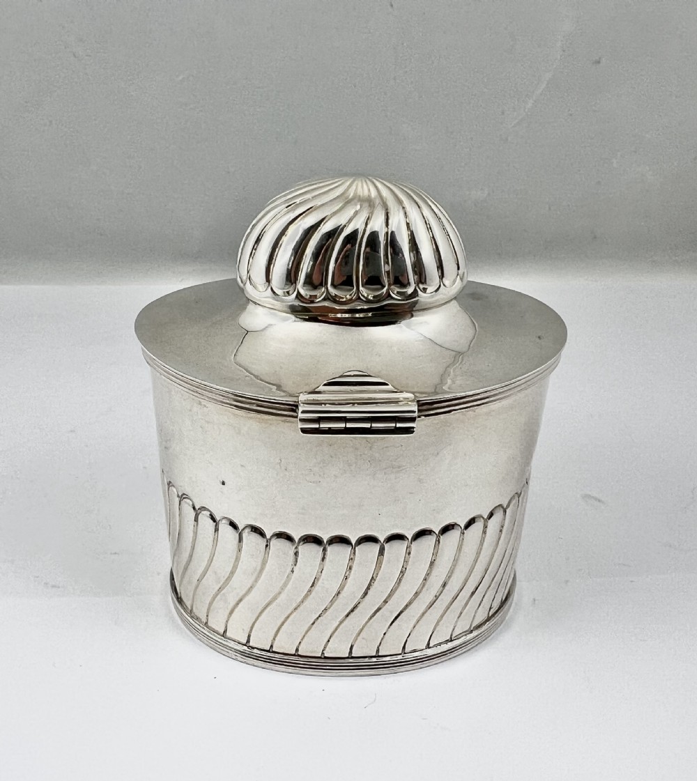 Rare Edwardian silver tea caddy, Birmingham 1908, George Unite View IV