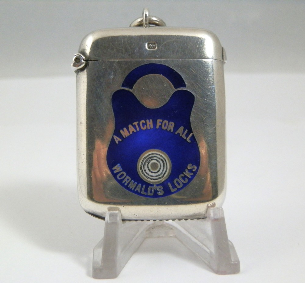 A George V silver advertising vesta case, Mappin & Webb 1913