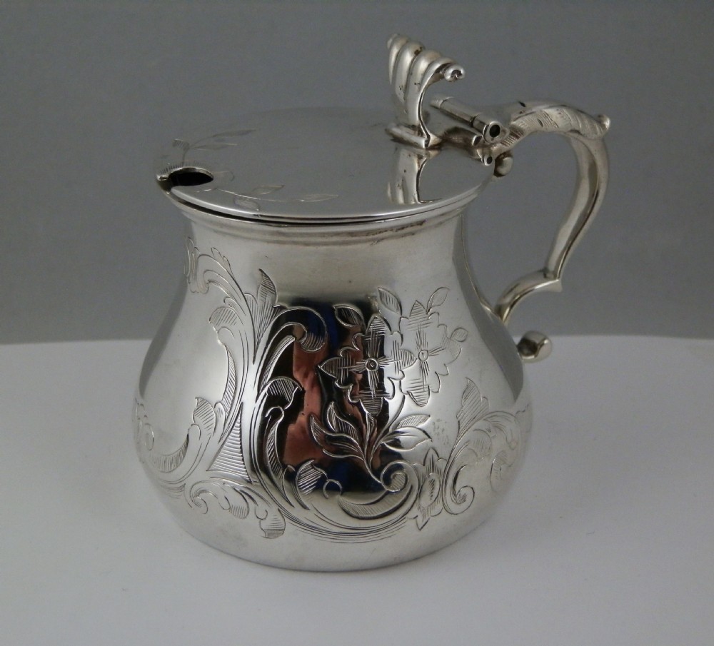 Victorian antique silver mustard pot, Sheffield 1859