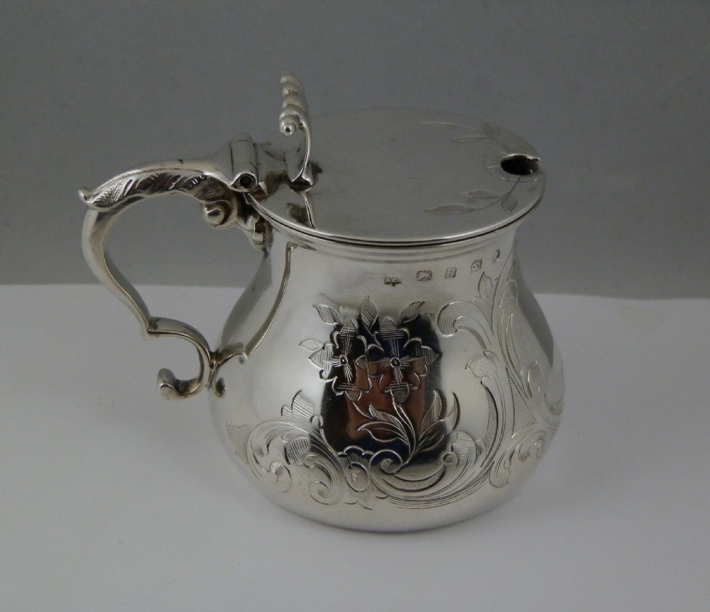 Victorian antique silver mustard pot, Sheffield 1859 View III