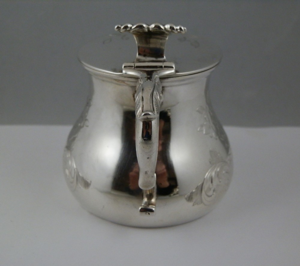 Victorian antique silver mustard pot, Sheffield 1859 View IV