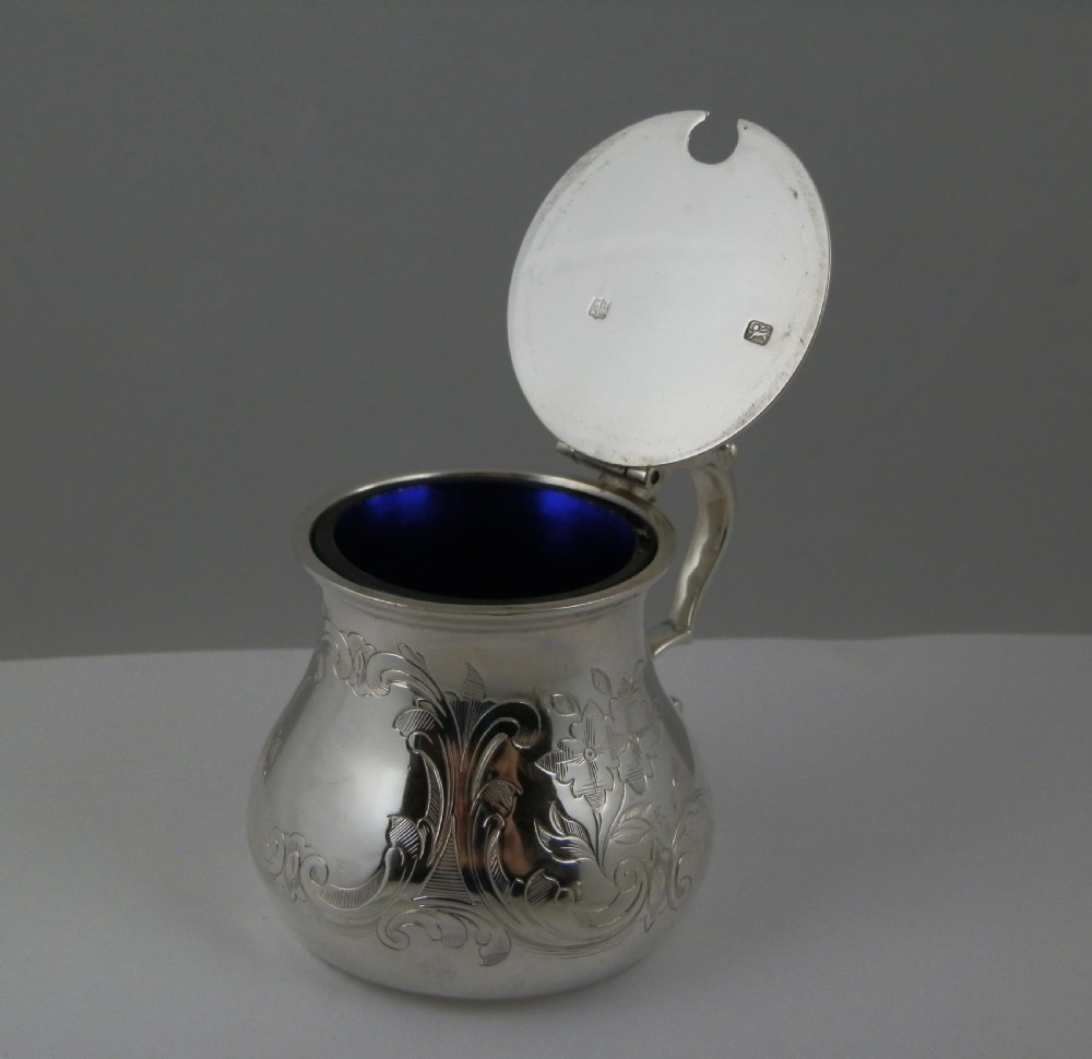 Victorian antique silver mustard pot, Sheffield 1859 View V