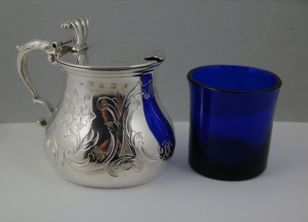 Victorian antique silver mustard pot, Sheffield 1859 View VI