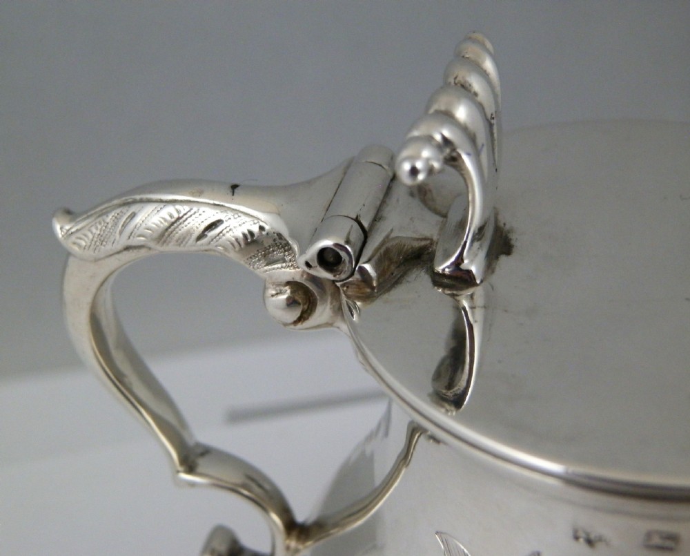 Victorian antique silver mustard pot, Sheffield 1859 View VII