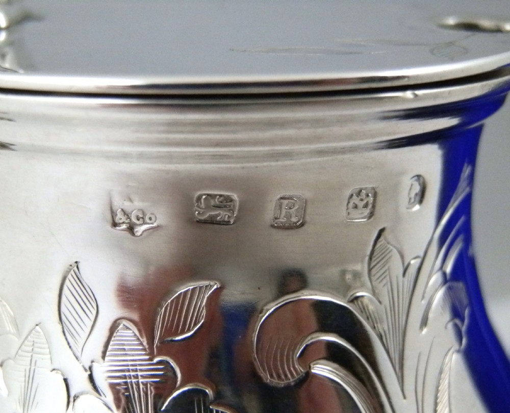 Victorian antique silver mustard pot, Sheffield 1859 View VIII