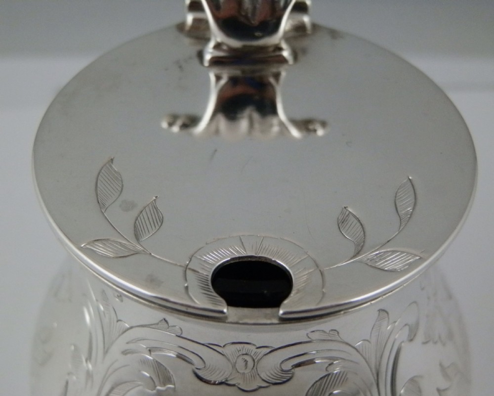 Victorian antique silver mustard pot, Sheffield 1859 View X