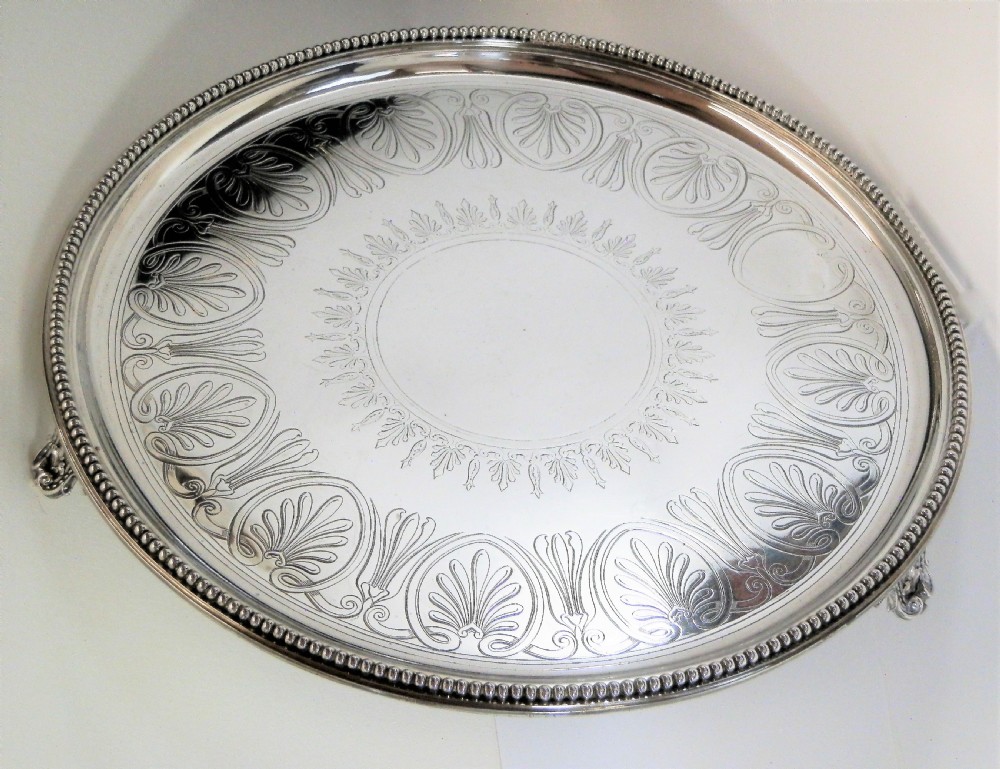 Large Victorian silver salver, Elkington & Co. 1853