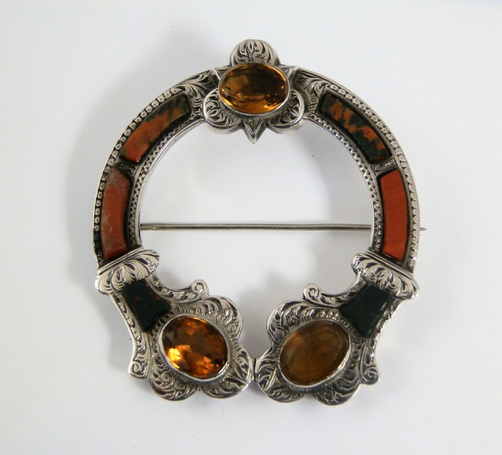 A Scottish Victorian silver agate penannular style brooch, c1880 View II