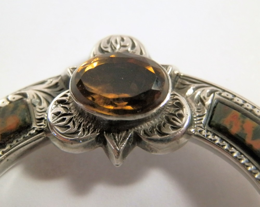 A Scottish Victorian silver agate penannular style brooch, c1880 View V