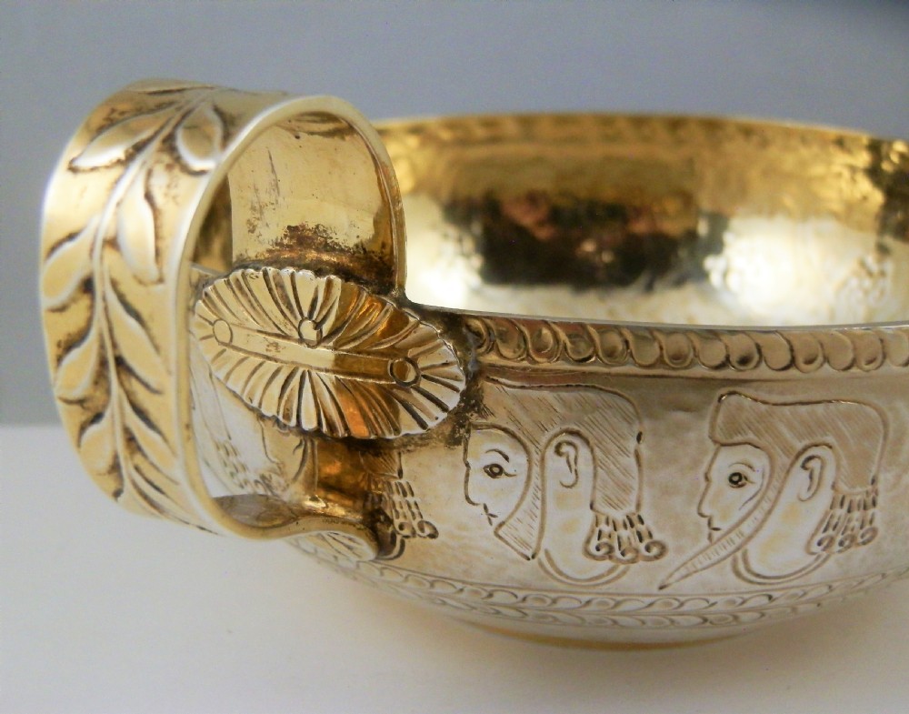 An Edwardian replica Mycenaean silver gilt cup, Chester 1906 View IV