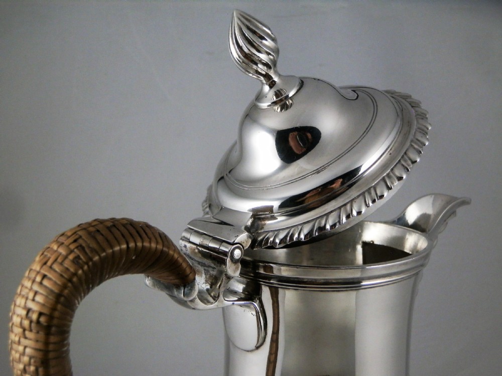 George III large silver coffee or hot water jug, London 1773 View IX