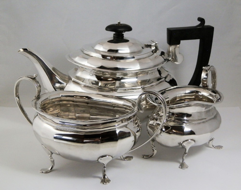 Edwardian silver 3 piece tea set, Chester 1911