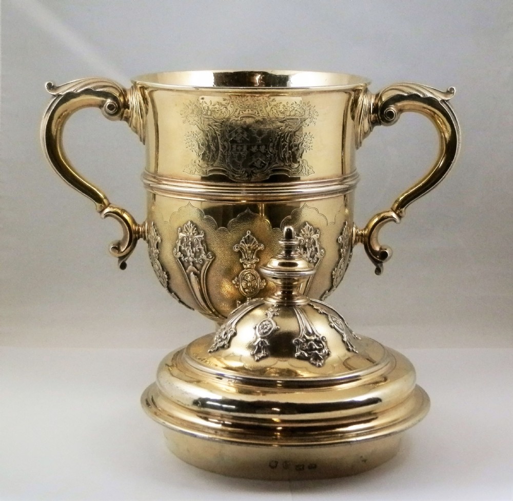 George II large silver gilt lidded cup, London 1748, By William Cripps View II