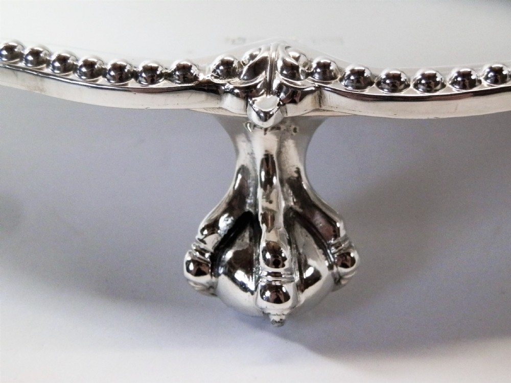 Edwardian large silver pie crust salver, Walker & Hall 1904 View IV