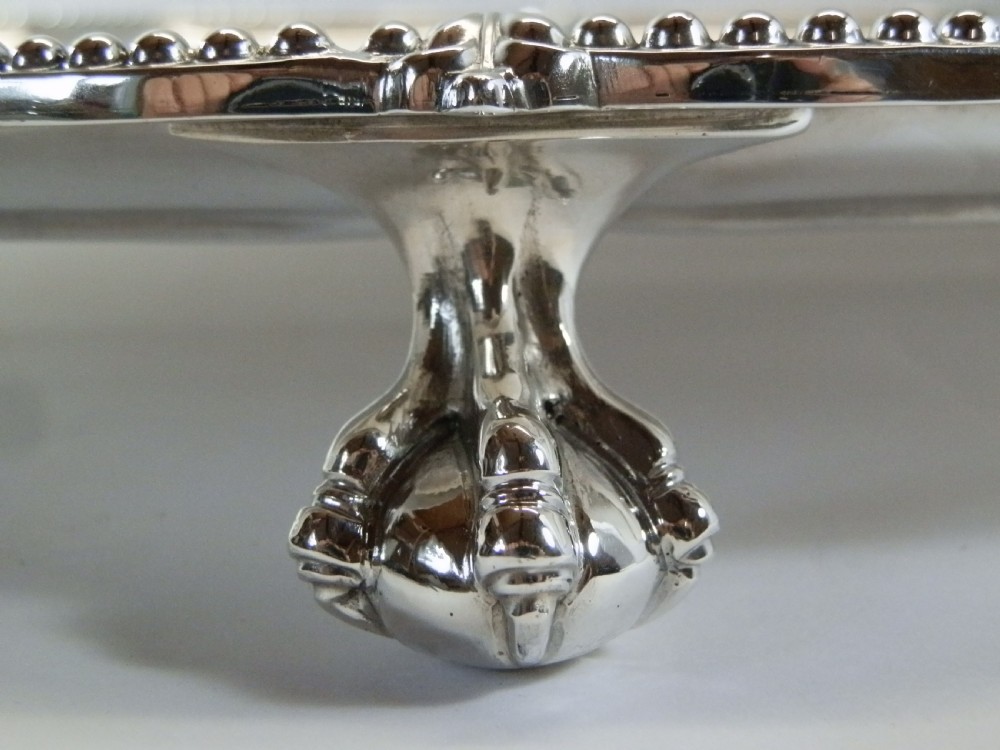 Edwardian large silver pie crust salver, Walker & Hall 1904 View VII