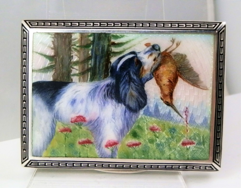 Silver and enamel box, continental c.1920