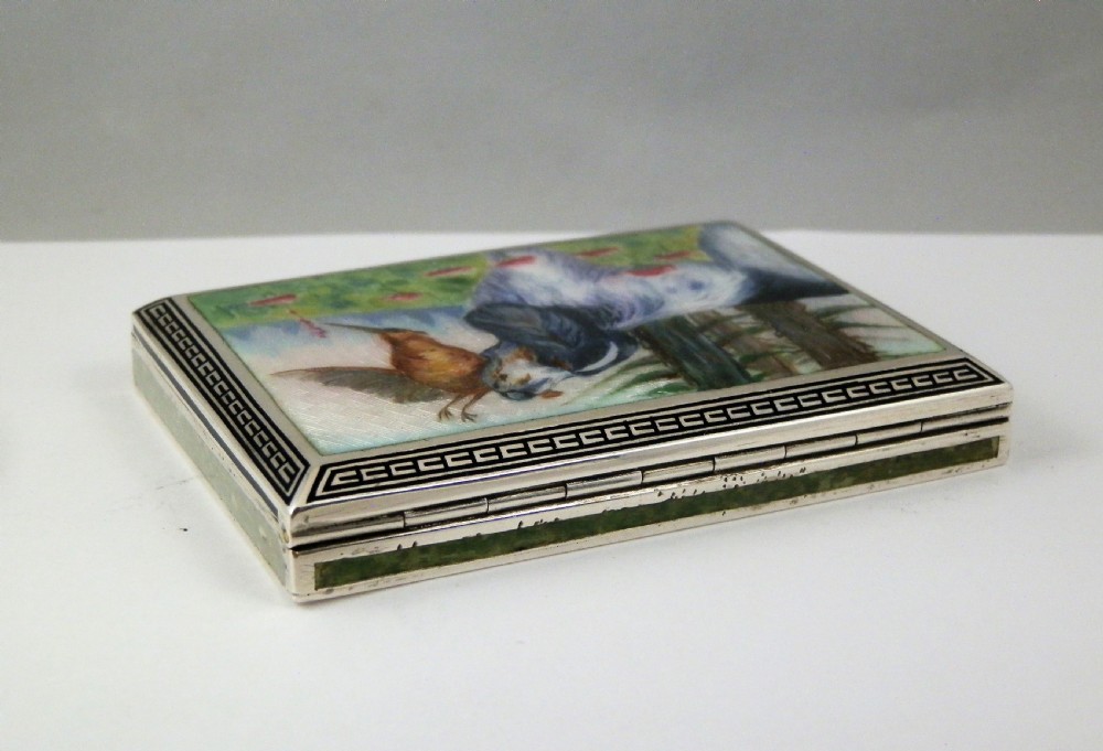 Silver and enamel box, continental c.1920 View V