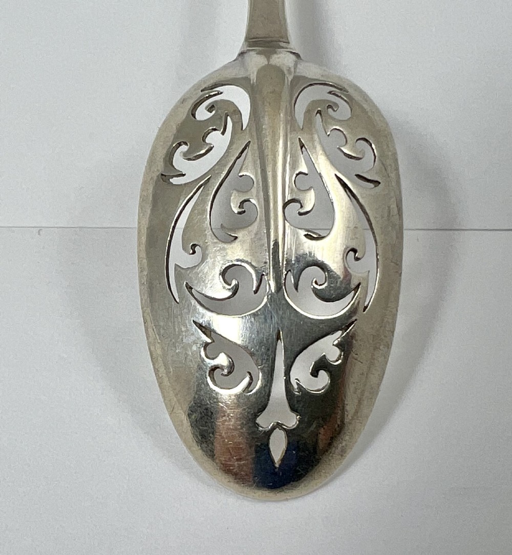 George I rare silver mote spoon, London c1720 View II