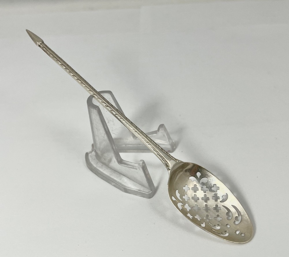 A scarce George II silver mote spoon, London c.1757