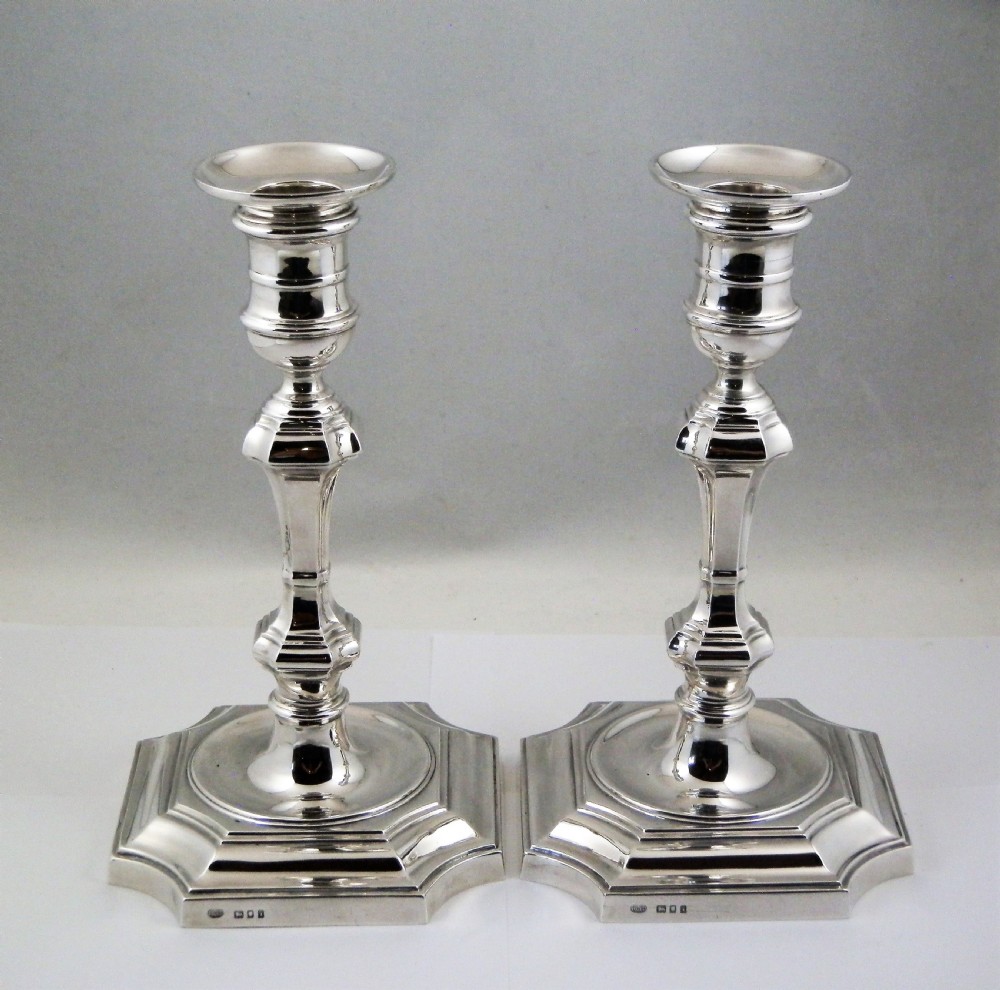 Art Deco silver candle sticks by Alexander Clark, London 1924