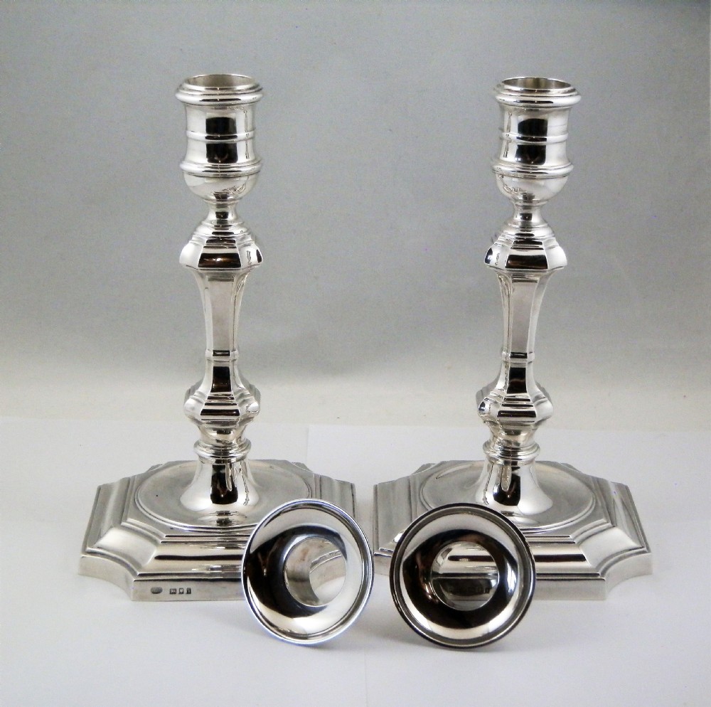 Art Deco silver candle sticks by Alexander Clark, London 1924 View V