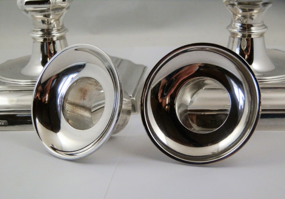 Art Deco silver candle sticks by Alexander Clark, London 1924 View VI