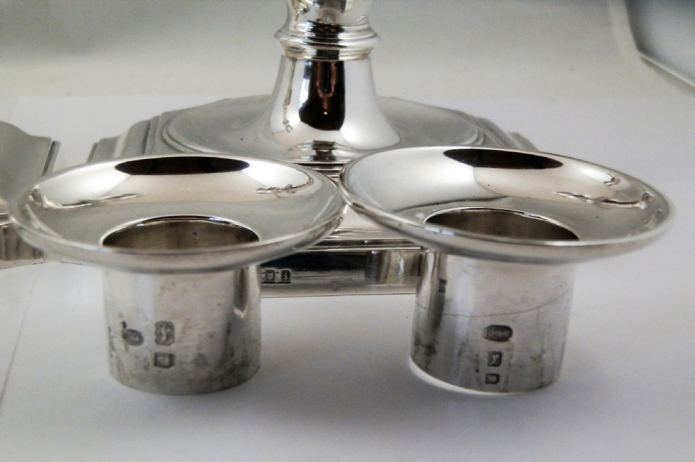 Art Deco silver candle sticks by Alexander Clark, London 1924 View VII
