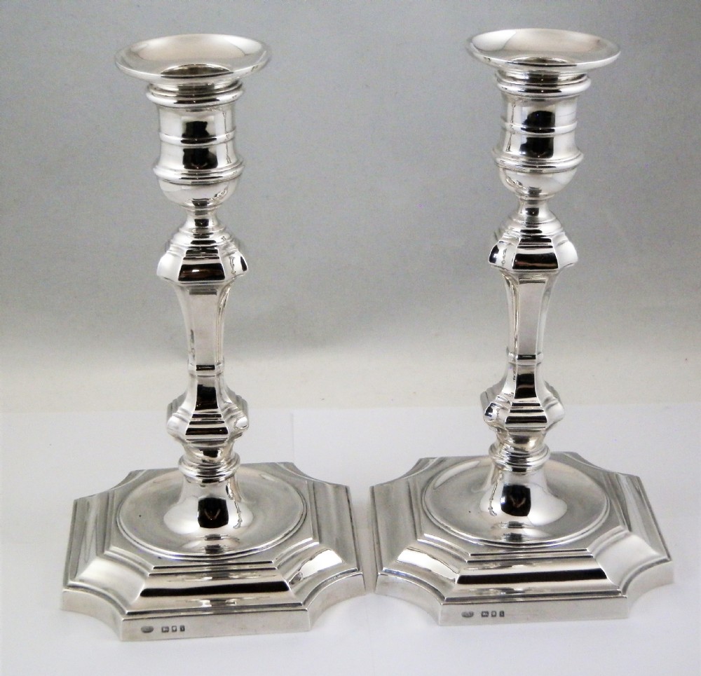 Art Deco silver candle sticks by Alexander Clark, London 1924 View VIII
