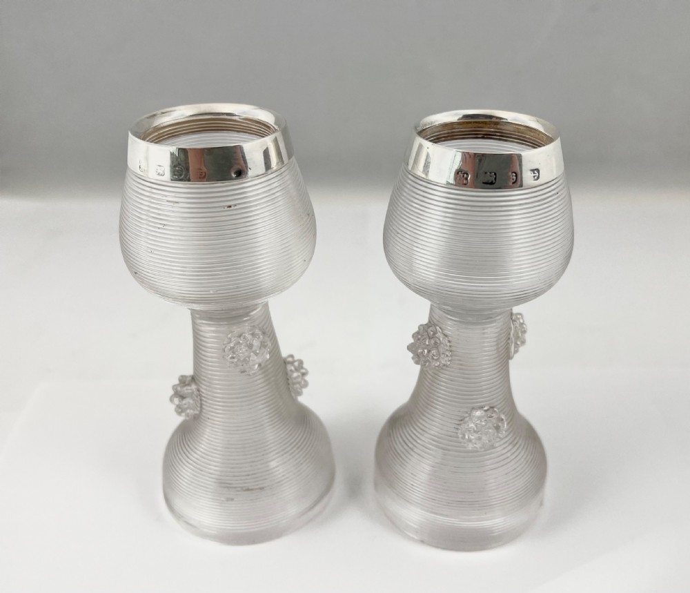 Victorian silver and glass pair of table vestas, Birmingham 1892. View VI